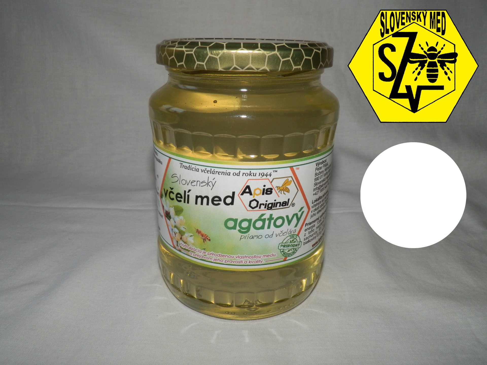 Agátový včelí med 950g od výrobcu Petra Pišáka - Apis Original v sklenenom pohári